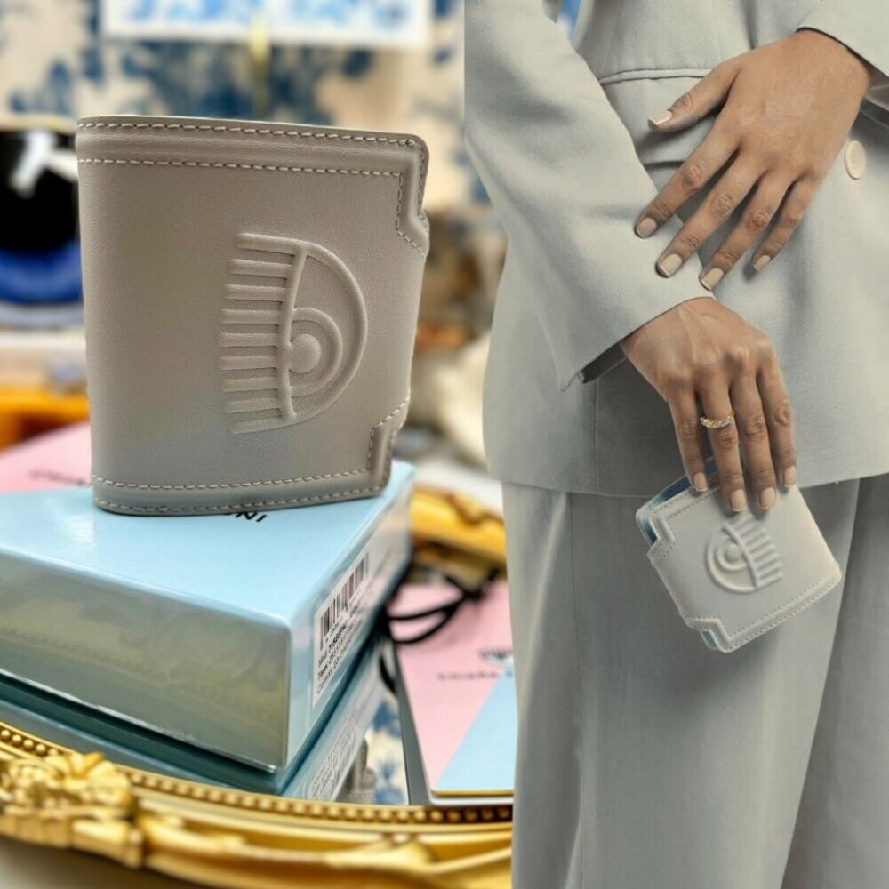 Chiara Ferragni Light Gray Embossed Eye Logo Wallet